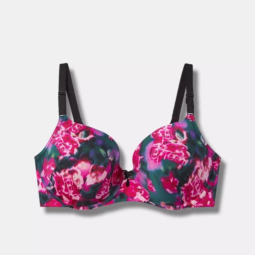 NWOT Torrid Perfect Coverage Lightly Lined Smooth Bra Underwire Blur Roses 42D